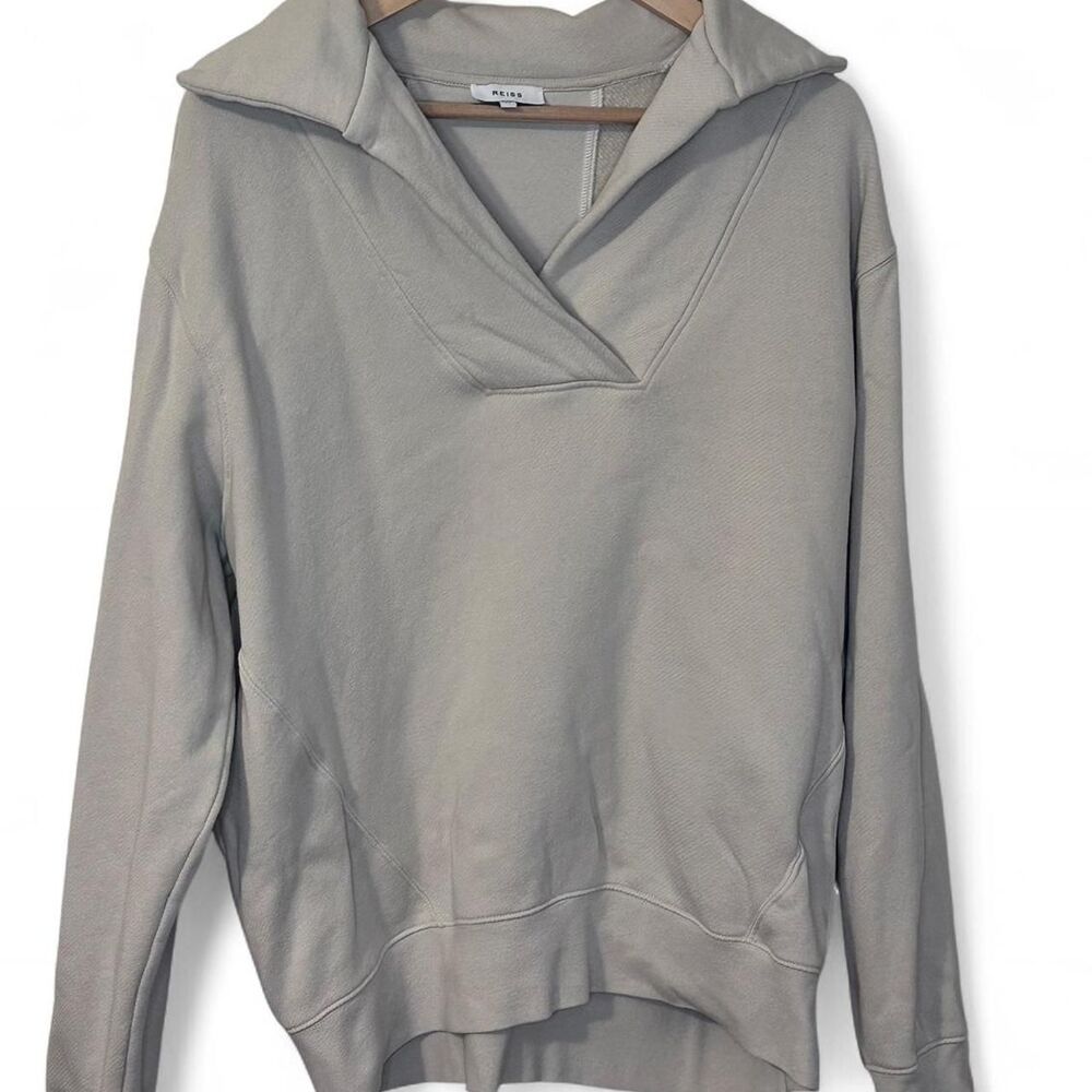 Reiss Cream Colored  ‘ Farley ‘ Sweatshirt  Size M Preppy Athleisure